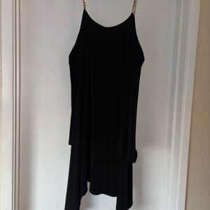 Chic Black Dress with Chain Straps